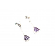 Women Handmade 925 Sterling Silver Dangle Earrings Natural Purple Amethyst Stone